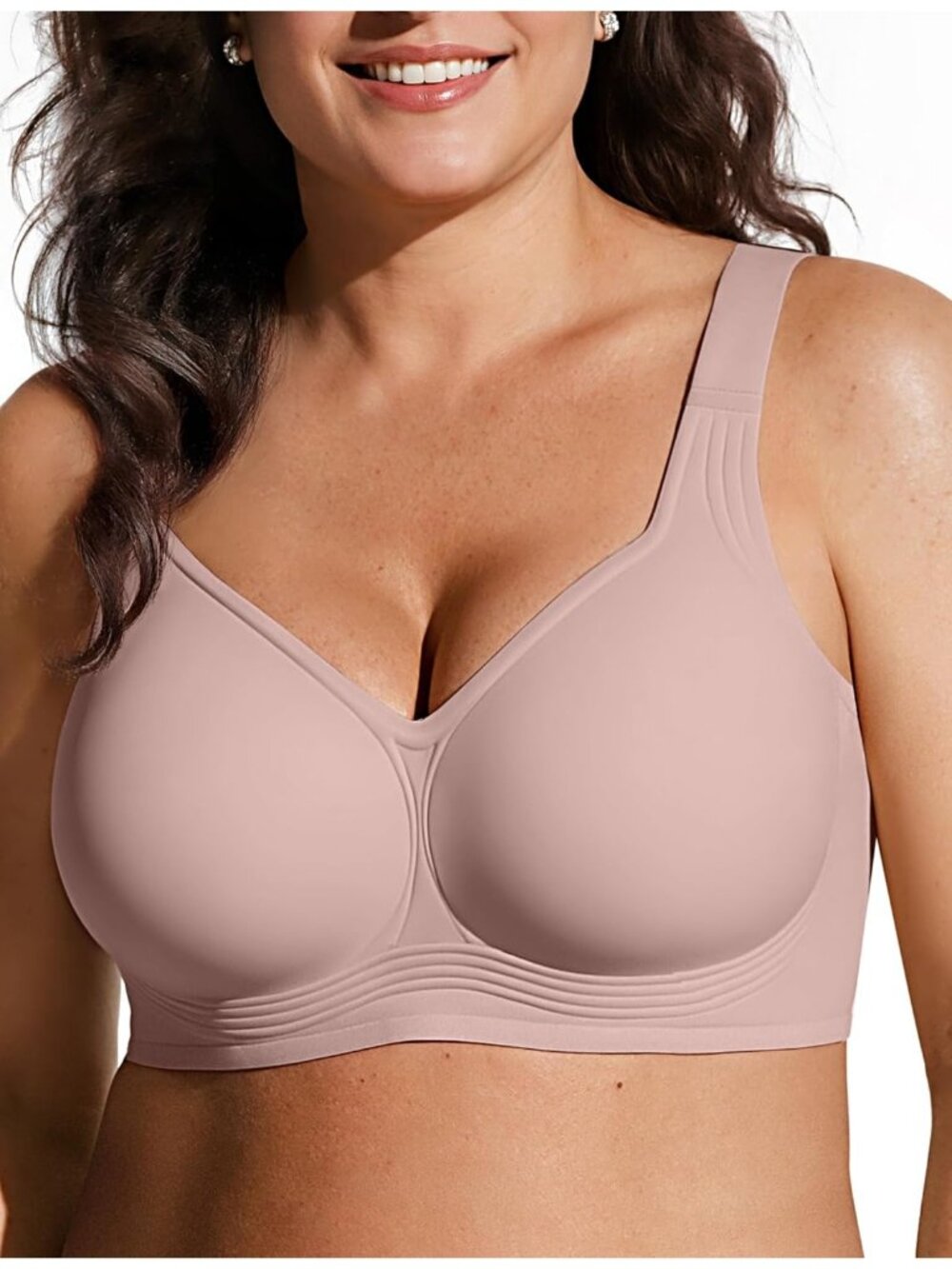 Women's Dusty Rose Wireless Jelly Seamless Bras Full Coverage Push Comfortable